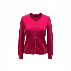 Romantic Fuchsia Cardigan Layering Top| Jeweled Button| Round Neck| Size XS